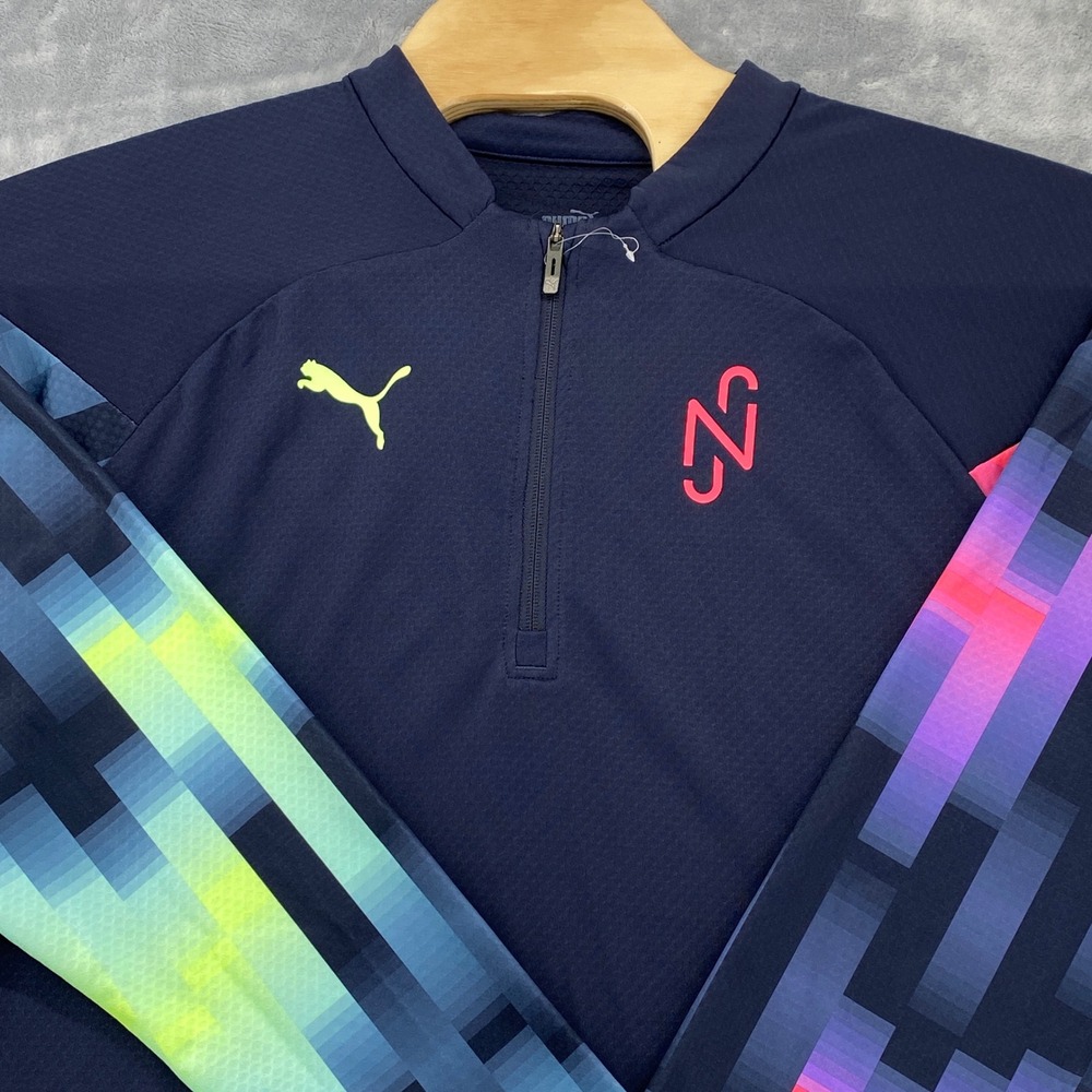 Puma Neymar Jr 24/7 Soccer Training 1/4‎ Zip Pullover Blue Neon XXL 605555-06